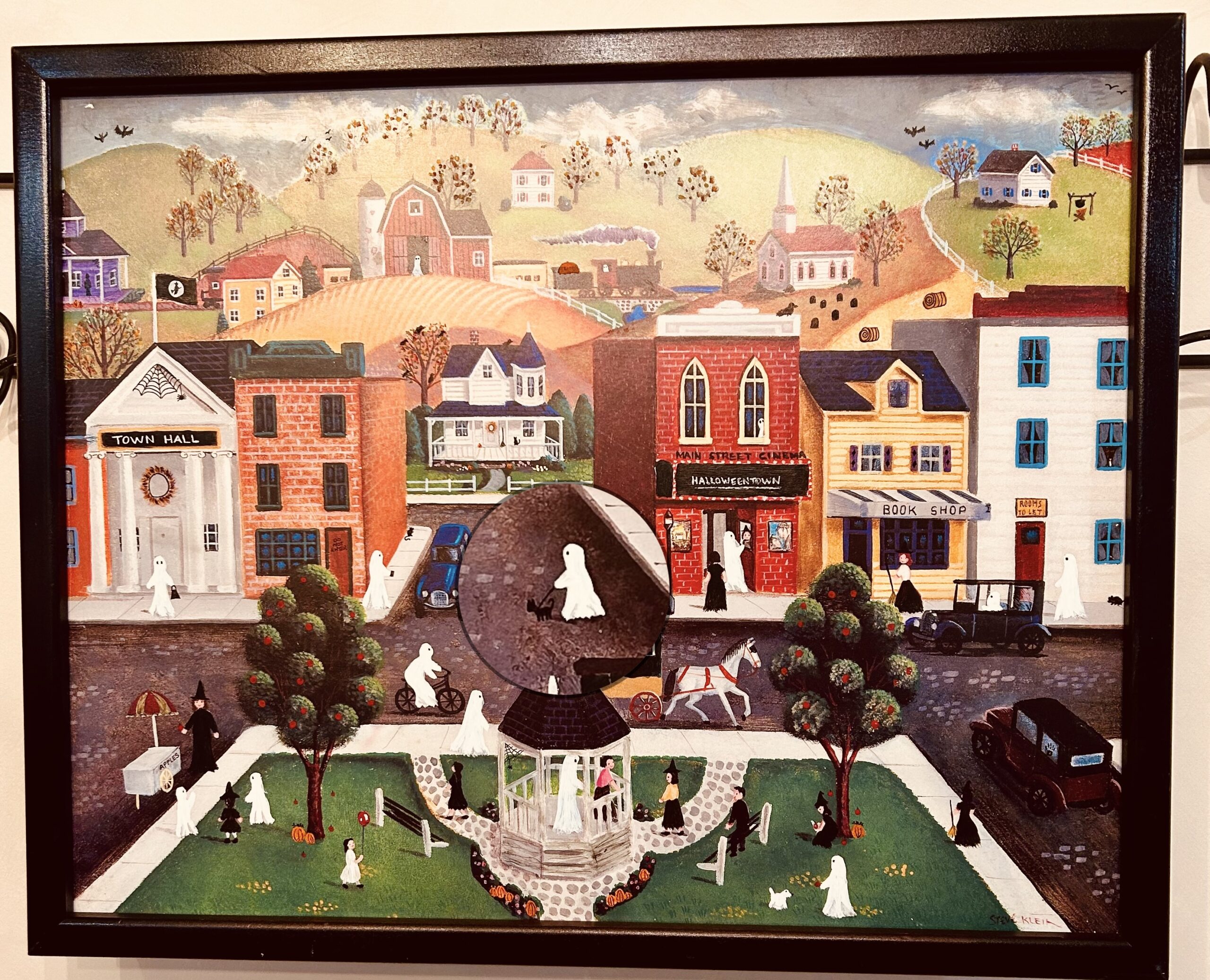 Folk art print refinished into a halloweentown