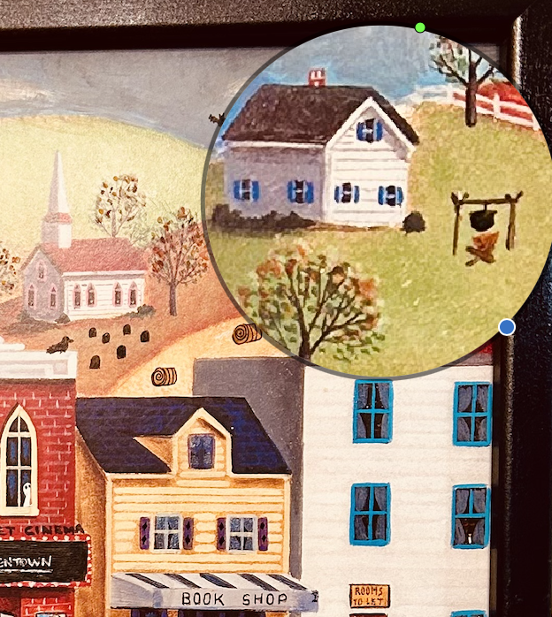 Folk art print refinished into Halloweentown. Magnified Cauldron